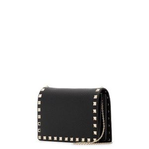 Valentino Rockstud Black Wallet on a Chain